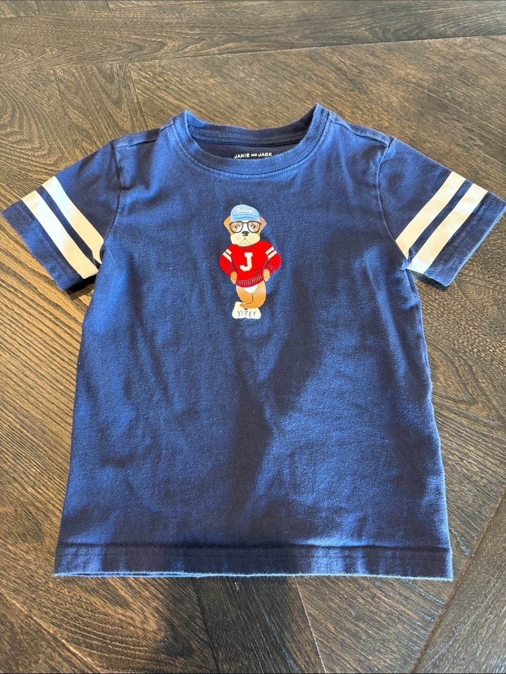 Janie and Jack Navy Short Sleeve Bulldog Tee